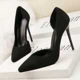 Women's Pumps Suede High Heels Female Pointed Toe Office Shoes Stiletto Women Pumps Shoes On Heels 10 cm Solid Party Shoes Lady