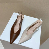 goosudu Spring Slingback Sandals Low Heel Pumps Shoes Women Elegant Kitten Heel Mules Pointed Toe Wedding Party Shoes zapatos mujer