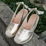 Summer Women High Wedge Heels Espadrille Soled Sandals Slippers Shoes Female Bowknot Gladiator Slingback Sandals Slippers Shoes