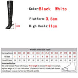 goosudu White Leather Thigh High Over The Knee Boots Sexy Open Toe Stripper Heels Booties Fashion Zip Motorcycle Shoes Women Pumps