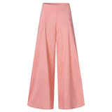 Women Elegant High Waist Wide Leg Pants  Spring Vintage Flare Trousers Casual Solid Zipper Pantalon Female Palazzo