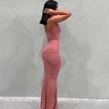 goosudu  Satin Slip Sleeveless Backless Slim Sexy Maxi Dress Spring Women  Party Y2K Concise Bodycon Elegant  Clothing