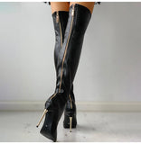 goosudu  Women Over The Knee Boots Female Zip Sexy Black Long Boots Woman Thin Heel Ladies Pointed Toe Party Boots Women's Autumn Shoes