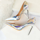 goosudu New Fashion Patent Leather Office Pumps High Heels Shoes Women Sexy Pointed toe Shallow Party Wedding Shoes