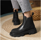 goosudu  Chelsea Boots Women Genuine Leather Ankle Boots Platform Shoes Female Fashion Mixed Colors Booties