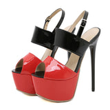 Summer Style Sexy 17cm Women Sandals High Heels Fashion Open Toe Buckles Nightclub Party Shoes Black Size 35-42