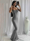 goosudu  Satin Slip Sleeveless Backless Slim Sexy Maxi Dress Spring Women  Party Y2K Concise Bodycon Elegant  Clothing