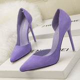 Women's Pumps Suede High Heels Female Pointed Toe Office Shoes Stiletto Women Pumps Shoes On Heels 10 cm Solid Party Shoes Lady