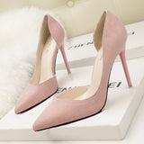 Women's Pumps Suede High Heels Female Pointed Toe Office Shoes Stiletto Women Pumps Shoes On Heels 10 cm Solid Party Shoes Lady