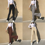 goosudu Women Fashion Split Flare Pants Solid Color Slim Fit Legging Sweatpants Casual Elastic High Waist Bell-Bottoms Trousers