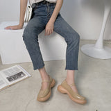 goosudu Retro Mary Janes Leather Pumps Med Heel Square Toe Buckle Sandals Summer Autumn Fashion Women Shoes Heels 4 cm