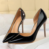 goosudu New Fashion Patent Leather Office Pumps High Heels Shoes Women Sexy Pointed toe Shallow Party Wedding Shoes