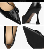 goosudu  Pumps Women Genuine Leather Pointed Toe Emerald Green Stiletto High Heels Spring Bride Shoes Party Wedding Shoes
