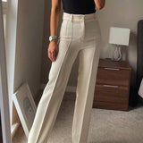 Goosudu High Waisted Casual White Trousers Women Brown Stright Pants Office Lady Korean Style Women Pantalones De Mujer