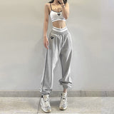 Aieru Drawstring Sweatpants Print Loose Casual Jogger Pants Women Fashion High Waist Comfort Athleisure Gym Running Harem Pant