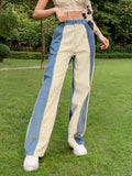 goosudu  Patchwork Casual Corduroy High Waist Pants 2000s Aesthetic Autumn Warm Long Trousers Skinny Streetwear Sweatpants 90s