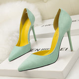 Women's Pumps Suede High Heels Female Pointed Toe Office Shoes Stiletto Women Pumps Shoes On Heels 10 cm Solid Party Shoes Lady