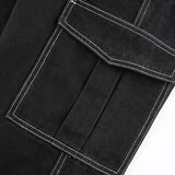 Goosudu Aiertu  Weekeep Pockets Patchwork Baggy Jeans Fashion Streetwear 100% Cotton Women Denim Trouser Loose Cargo Pants Korean Jeans Harajuku