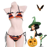 Japanese Sexy Bat Lingerie Set Satin Cosplay Halloween Party Little Devil Costume Sexy Pajamas Women Mini Micro Bra Panties