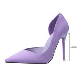 Women's Pumps Suede High Heels Female Pointed Toe Office Shoes Stiletto Women Pumps Shoes On Heels 10 cm Solid Party Shoes Lady