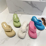 goosudu Fashion Slippers Women Clip Toe Sandal Wedge Platform Shoes Women Casual Beach Dress Heels Slipper Female Flip Flops Shoes Woman