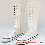 goosudu  new fashion 3Colors women's canvas boots lace zipper knee high boots boots flat shoes casual high help punk shoes girls