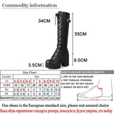 goosudu Hot Sale Spring Autumn Lacing Knee High Boots Women Fashion White Square Heel Woman Leather Shoes Winter PU Large Size 43