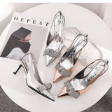 goosudu Brand Slingback Women Pumps Luxury Rhinestones Butterfly Party Wedding Shoes Elegant  High heels Summer Prom Shoes Sandals