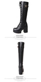 goosudu Hot Sale Spring Autumn Lacing Knee High Boots Women Fashion White Square Heel Woman Leather Shoes Winter PU Large Size 43