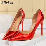 goosudu New Fashion Patent Leather Office Pumps High Heels Shoes Women Sexy Pointed toe Shallow Party Wedding Shoes