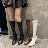 goosudu  High Heels Dress Shoes Pointed Toe Bare Boots Black Booties Thin Heeled Fashion Ankle Boots Retro Ladies Shoes Botas