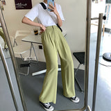 Summer Loose Casual Long Women Fashion Thin High Waist Pants Black Simple Wide-leg Pants Trousers Korean