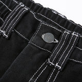 Goosudu Aiertu  Weekeep Pockets Patchwork Baggy Jeans Fashion Streetwear 100% Cotton Women Denim Trouser Loose Cargo Pants Korean Jeans Harajuku