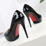 goosudu Sexy Women Dress Pumps Wedding Fetish Shoe 16CM High Heels Peep toe Platform Patent Leather Nighclub Shoes Women Black Pumps