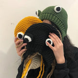 Winter Skullies Female Frog Hat Crochet Warm Knitted Hat Costume Beanie Hats Cap Women Gift Hat Photography Prop Party