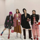 goosudu Vintage Spring Fashion Slipt Toe Women Pumps Chunky Round Strap Buckle High Heels Red Leather Brand Design Shoes Women