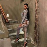 Goosudu Summer Fall Women Fashion Zebra Print See Through Long Sleeves Top Leggings 2 Pieces Set Sexy Y2K Streetwear Slim