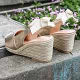 Summer Women High Wedge Heels Espadrille Soled Sandals Slippers Shoes Female Bowknot Gladiator Slingback Sandals Slippers Shoes