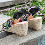 Summer Women High Wedge Heels Espadrille Soled Sandals Slippers Shoes Female Bowknot Gladiator Slingback Sandals Slippers Shoes