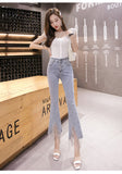 Goosudu spring new Flare Set auger Jeans Woman Denim Trousers Vintage Women Clothes Fall High Waist Pants Stretchy Jeans