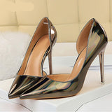 goosudu New Fashion Patent Leather Office Pumps High Heels Shoes Women Sexy Pointed toe Shallow Party Wedding Shoes