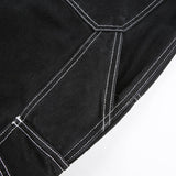 Goosudu Aiertu  Weekeep Pockets Patchwork Baggy Jeans Fashion Streetwear 100% Cotton Women Denim Trouser Loose Cargo Pants Korean Jeans Harajuku