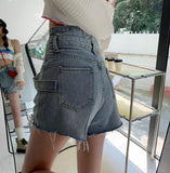 High Waist Women Shorts Jeans Streetwear Korean Fashion Hot Pants Baggy Summer Casual Sense Of Design Straight Denim Shorts