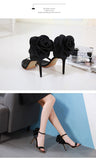 goosudu Flower Shoes Woman European And American-Style Big Flower Sandals Shoes Evening Nightclub Shoes Black Powder High Heels Sandals