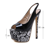 goosudu Sexy Women Dress Pumps Wedding Fetish Shoe 16CM High Heels Peep toe Platform Patent Leather Nighclub Shoes Women Black Pumps