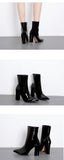 Fashion Gold Silver Patent Leather Women Ankle Boots Pointed Toe Square High Heels Shoes Chelsea Botas De Mujer