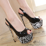 goosudu Sexy Women Dress Pumps Wedding Fetish Shoe 16CM High Heels Peep toe Platform Patent Leather Nighclub Shoes Women Black Pumps