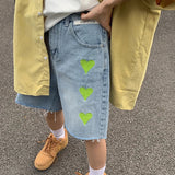 Women's Short  Summer High Waist Jeans Baggy Straight Five Points Trousers Streetwear Vintage Mom Denim Wide Leg Short Pants