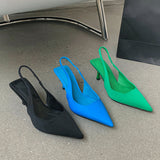 goosudu  Fashion Thin High Heels Slingback Sandals Pointed Toe Slip On Mules Shoes Ladies Elegant Shallow Pumps Party Dress Shoes