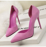 Women's Pumps Suede High Heels Female Pointed Toe Office Shoes Stiletto Women Pumps Shoes On Heels 10 cm Solid Party Shoes Lady